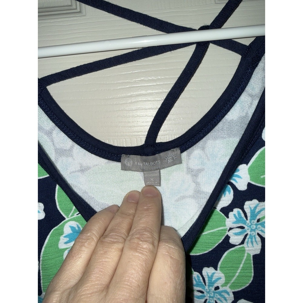 T by Talbots Size X Open Back Tropical Floral Print Knit Dress Upf 50 Pockets - Picture 2 of 6